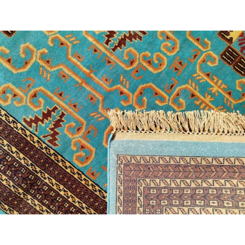 9x12 Ft Handmade Turquoise Wool Carpet Palace - Image 5
