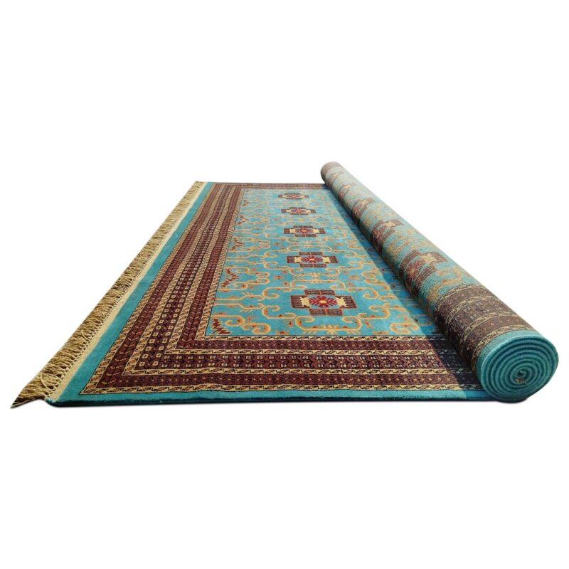 9x12 Ft Handmade Turquoise Wool Carpet Palace - Image 7