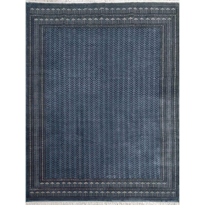 9x12 Feet Wool Royal Gray Handmade Carpet Tribal