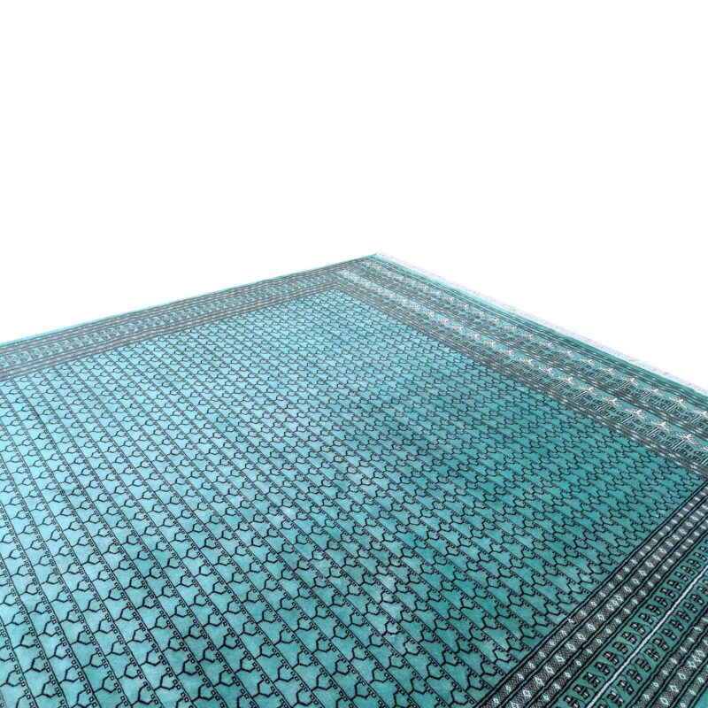 9x12 Ft Handmade Turquoise Wool Carpet Tribal - Image 2