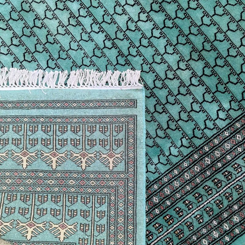 9x12 Ft Handmade Turquoise Wool Carpet Tribal - Image 4