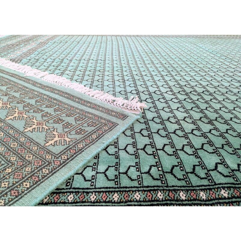 9x12 Ft Handmade Turquoise Wool Carpet Tribal - Image 5