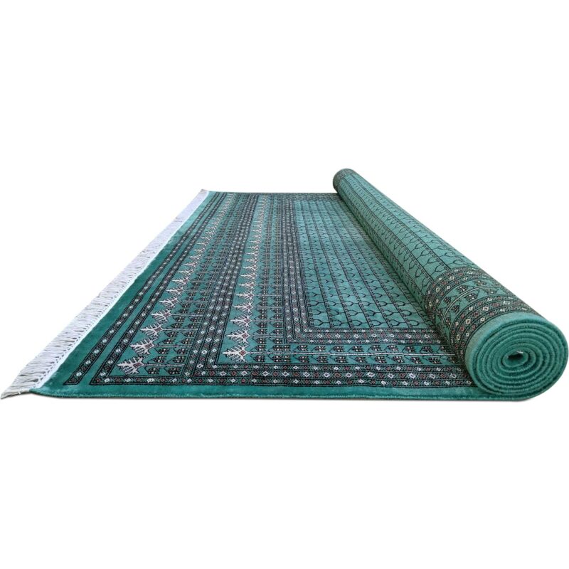 9x12 Ft Handmade Turquoise Wool Carpet Tribal - Image 6