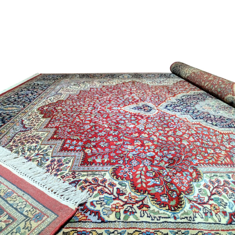 9x12 Feet Handmade Persian Wool Carpet Red - Image 5