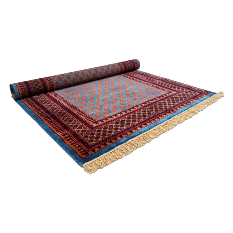 4x6 feet Blue Hand Knotted Lichi Wool Carpet - Image 4