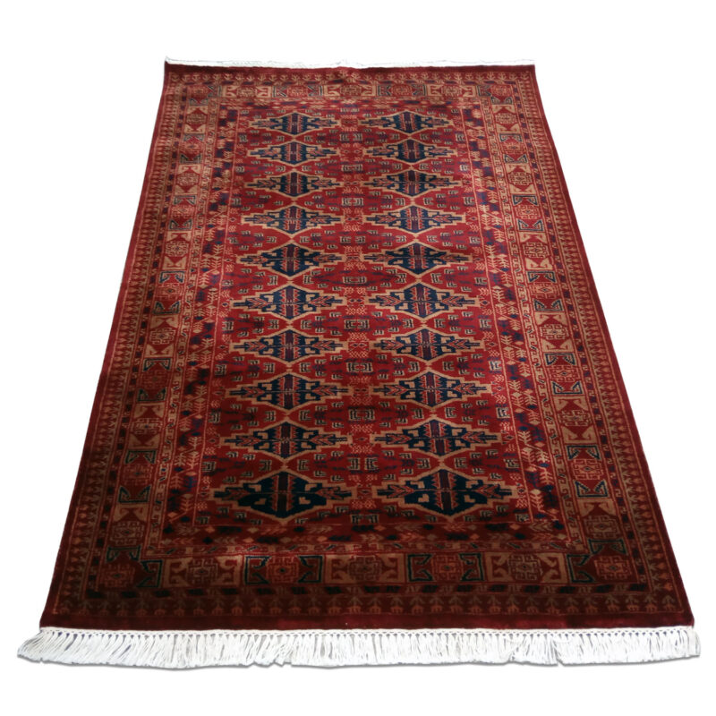 4×6 Feet Hand Knotted Red Wool Carpet Bukhara - Image 2