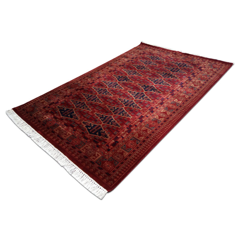 4×6 Feet Hand Knotted Red Wool Carpet Bukhara - Image 3