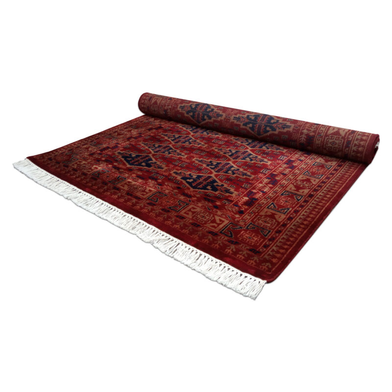 4×6 Feet Hand Knotted Red Wool Carpet Bukhara - Image 6