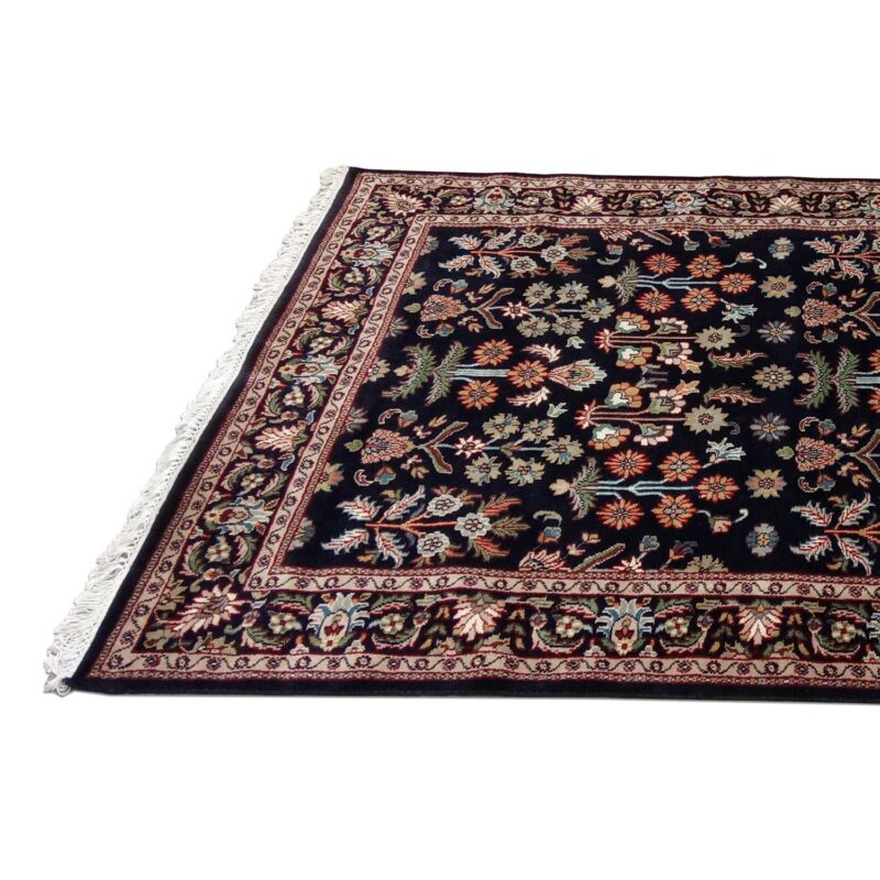 5×7 Feet Handmade Wool Carpet Black Hand Knotted Floral - Image 4
