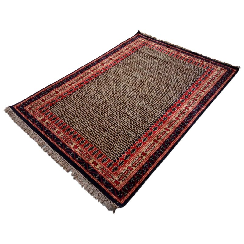 5ft×7ft Black Hand Knotted Kanta Carpet Wool - Image 6