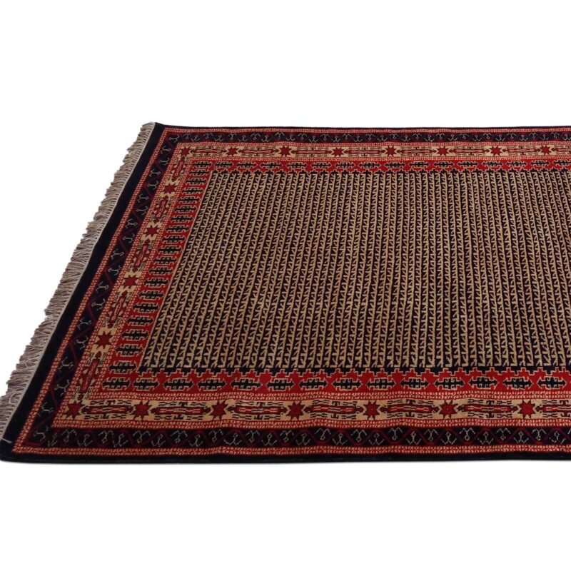 5ft×7ft Black Hand Knotted Kanta Carpet Wool - Image 5