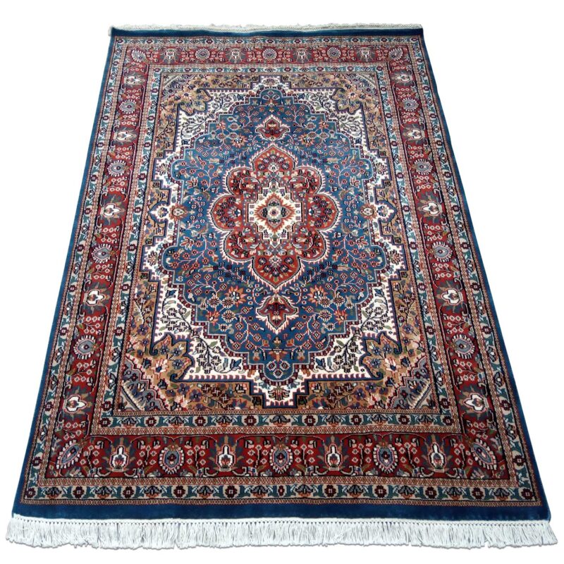5ft×7ft Blue Hand Knotted Persian Carpet Wool - Image 2