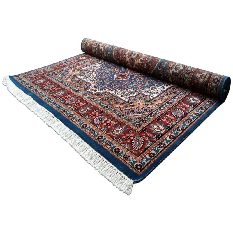 5ft×7ft Blue Hand Knotted Persian Carpet Wool - Image 6