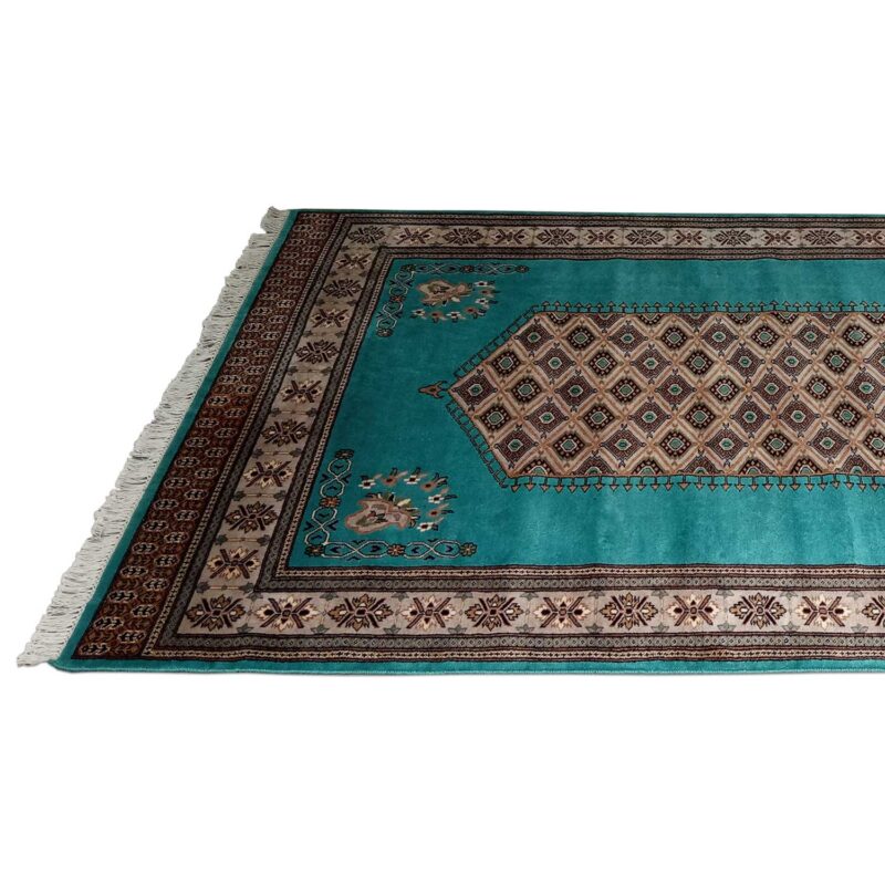 6×9 Feet Handmade Wool Carpet Royal Turquoise Hand Knotted Wool Prince Bukhara - Image 5