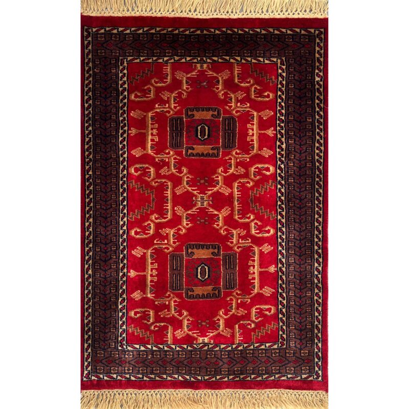 25x4 ft Handmade Wool Carpet Red Palace