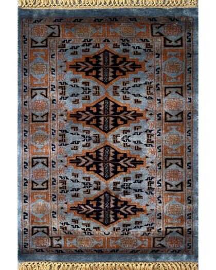 2x3 ft Hand Knotted Wool Carpet Gray Bukhara
