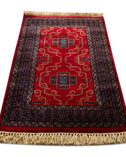 2x3 ft Handmade Wool Carpet Red Palace
