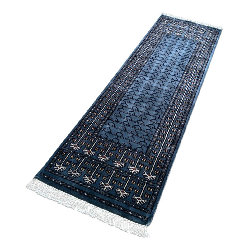 2x6 ft Handmade Wool Runner Carpet Bluish Gray Parda - Image 4