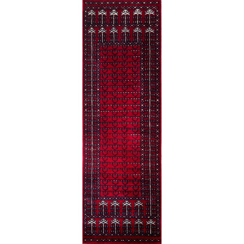 2x6 ft Parda Red Wool Runner Carpet