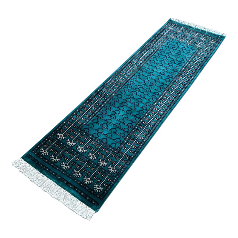 2x6 ft Handmade Runner Rug Woolen Teal Parda - Image 6