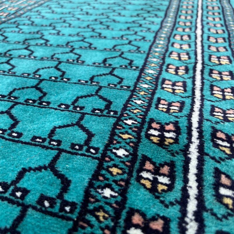 2x6 ft Handmade Runner Rug Woolen Teal Parda - Image 4