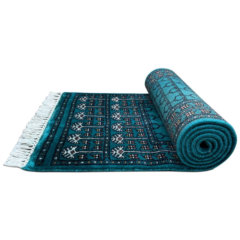 2x6 ft Handmade Runner Rug Woolen Teal Parda - Image 3