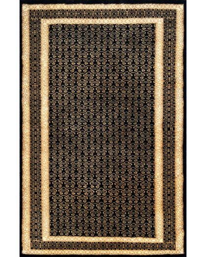 3x5 ft Handmade Black Gold Wool Rug Lichi
