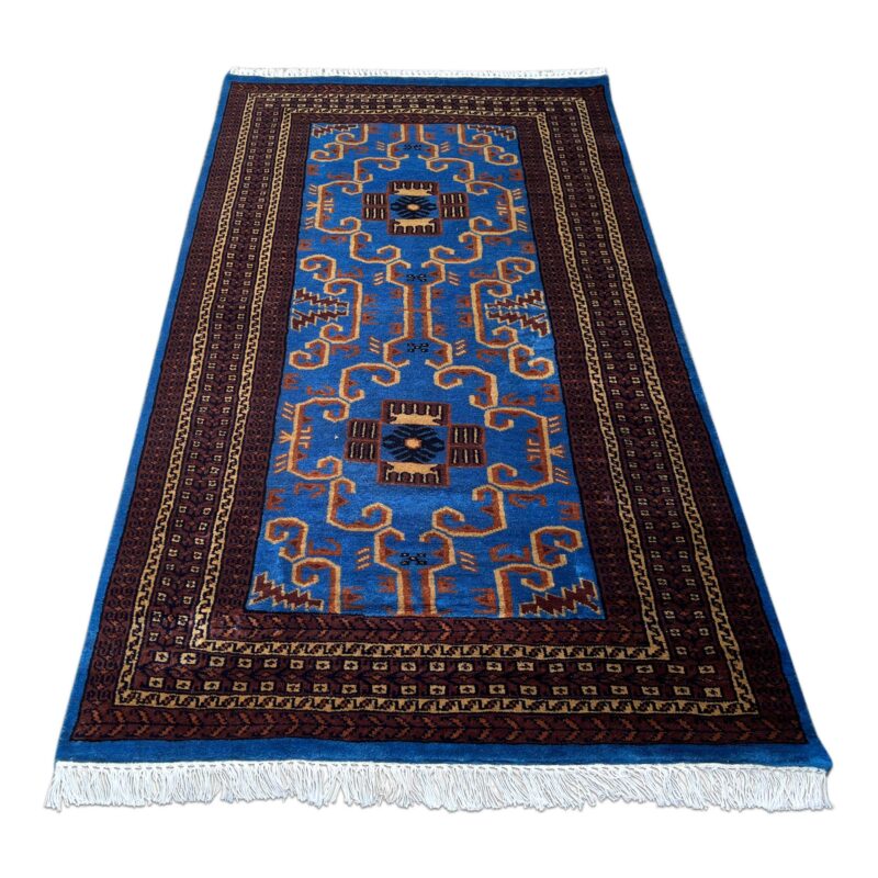 3x5 ft Hand Knotted Carpet Woolen Traditional Palace Blue - Image 2