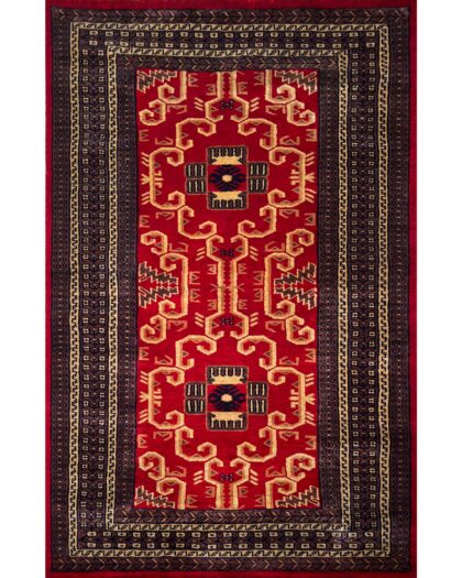 3x5 ft Palace Rug Red Hand Knotted Woolen