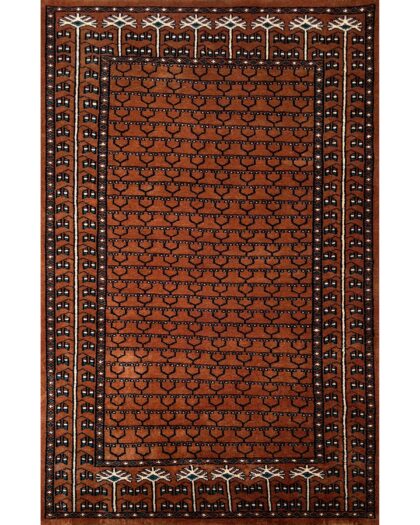 3x5 ft Hand Knotted Wool Carpet Copper Parda