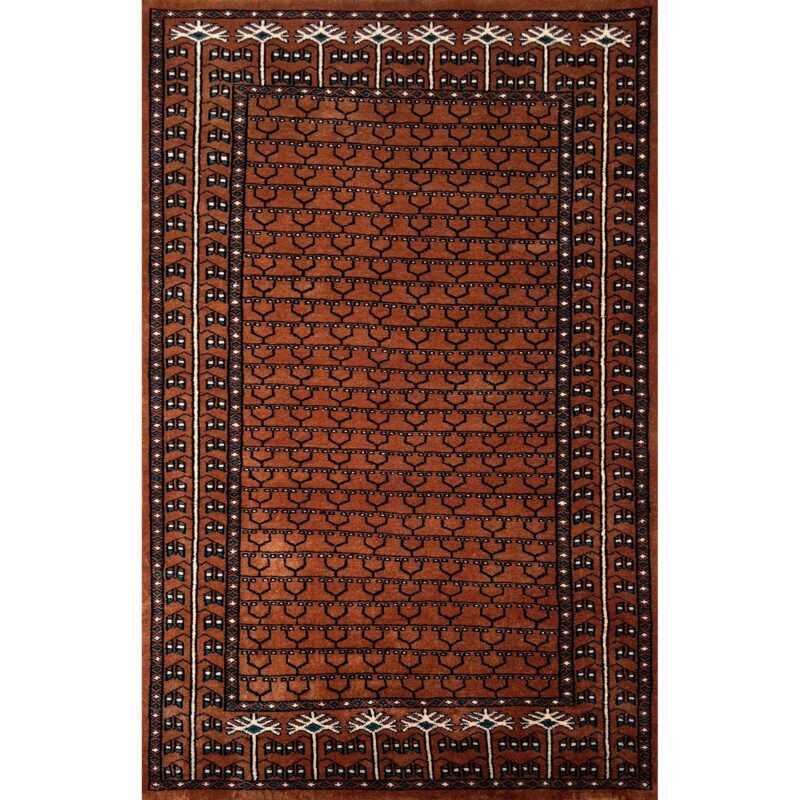 3x5 ft Hand Knotted Wool Carpet Copper Parda