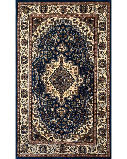 3x5 ft Handmade Woolen Indo Persian Carpet Blue