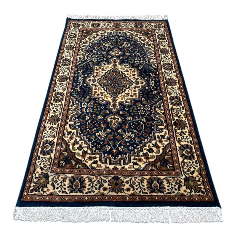 3x5 ft Handmade Woolen Indo Persian Carpet Blue - Image 2