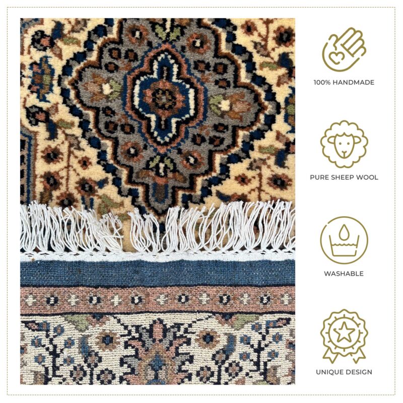 3x5 ft Handmade Woolen Indo Persian Carpet Blue - Image 5