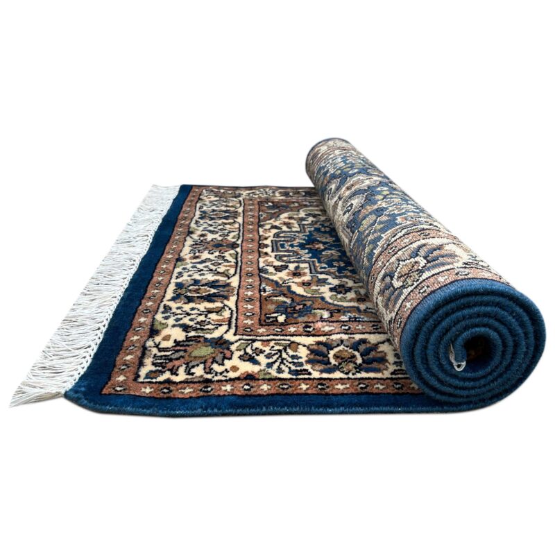 3x5 ft Handmade Woolen Indo Persian Carpet Blue - Image 3