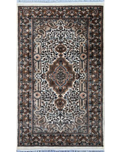 3x5 ft Handmade WhiteWool Carpet White Persian