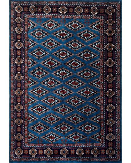 4x6 feet Hand Knotted Barfi Blue Wool Carpet
