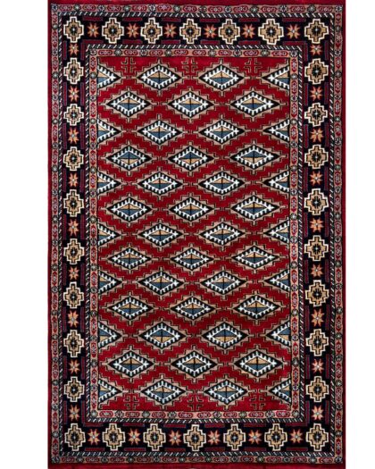 4x6 ft Handmade Wool Carpet Red Barfi