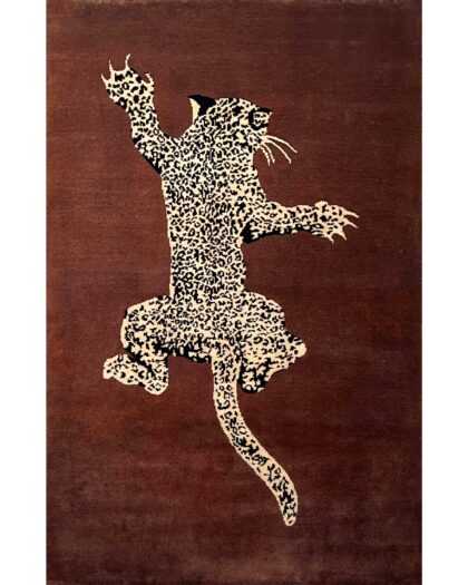 4x6 feet Hand Knotted Leopard Brown Carpet