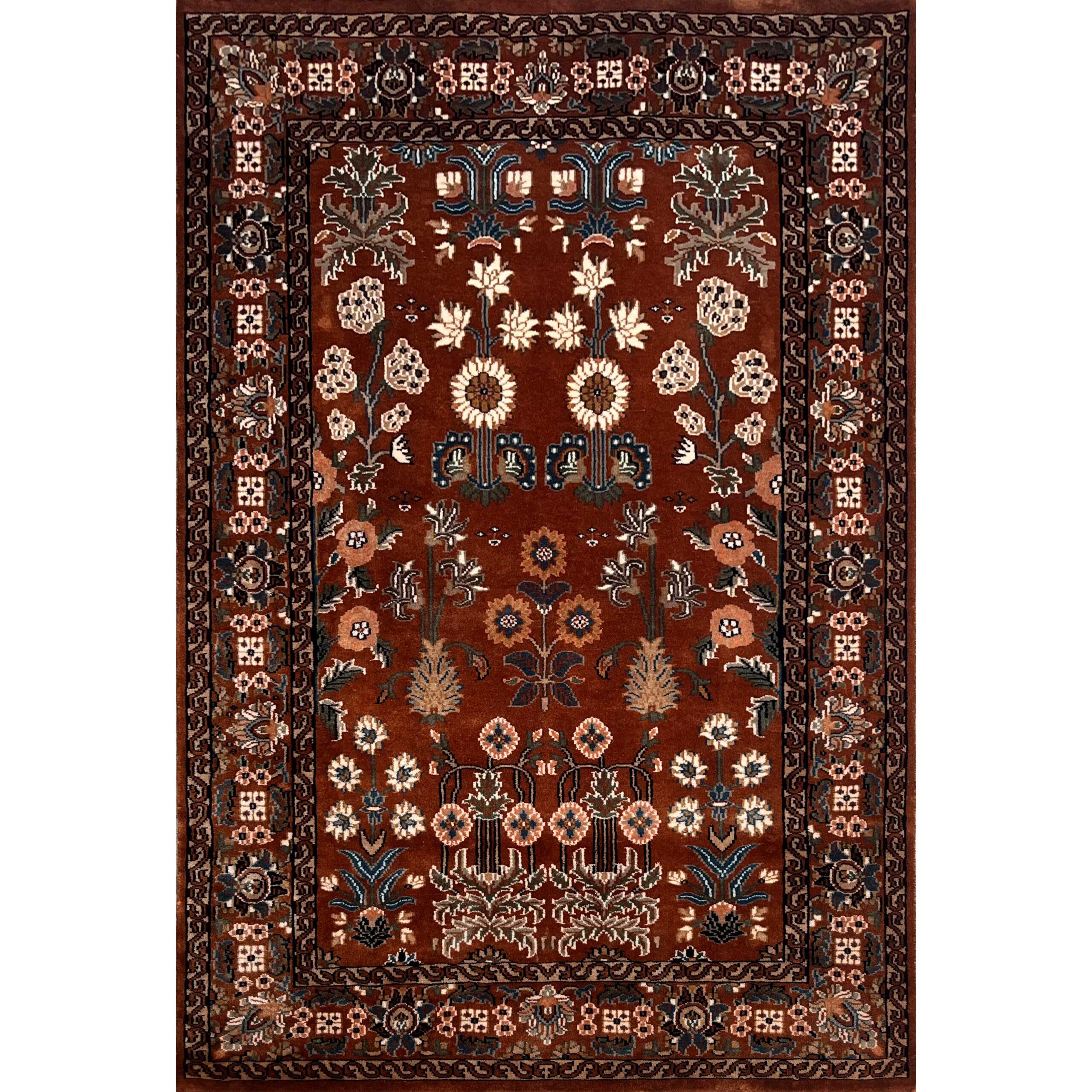 4x6 feet Hand Knotted Pkd Copper Wool Carpet