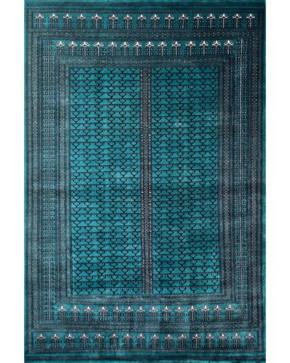 6x9 ft Handmade Wool Carpet Turquoise Parda