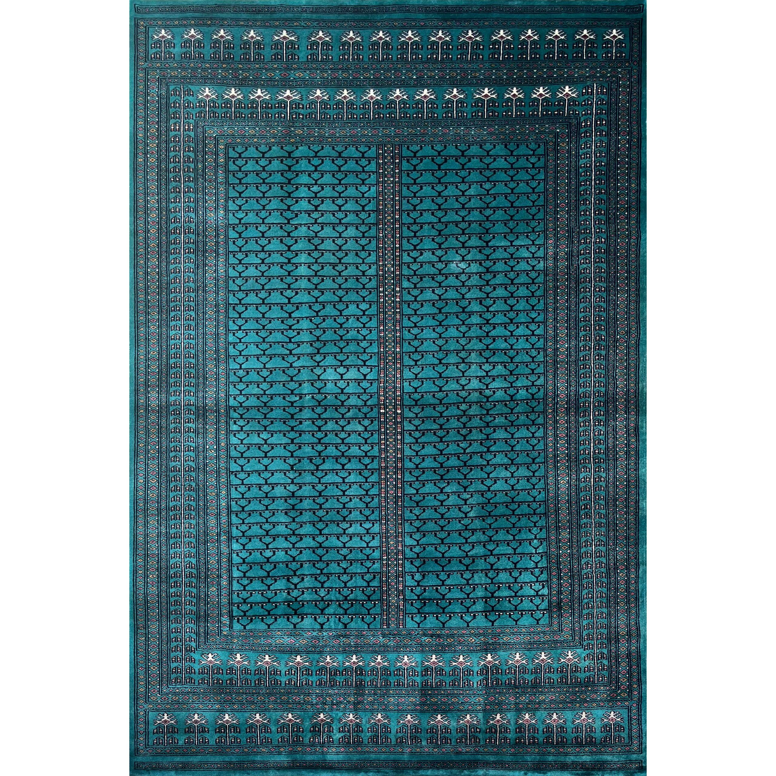6x9 ft Handmade Wool Carpet Turquoise Parda
