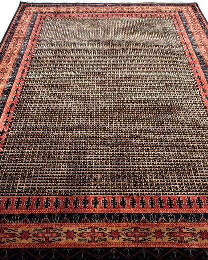 7x10 ft Handmade Wool Carpet Black Kanta
