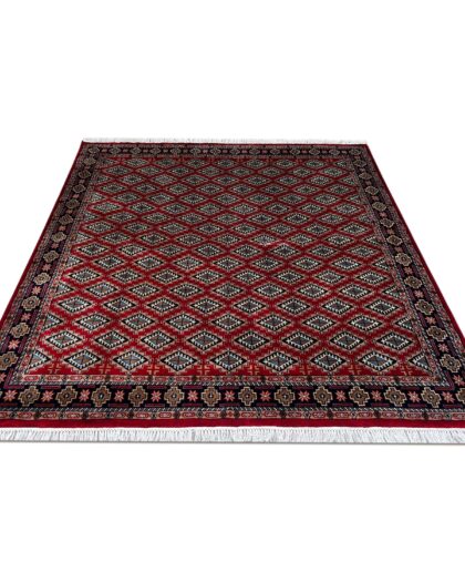 8x8 ft Handmade Wool Carpet Red Barfi
