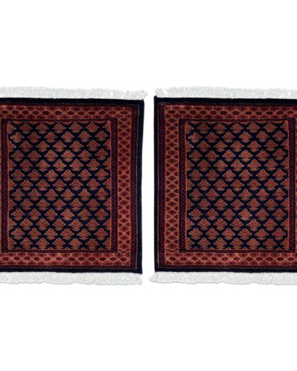 2x2 ft hand knotted woolen carpet black traditional lichi