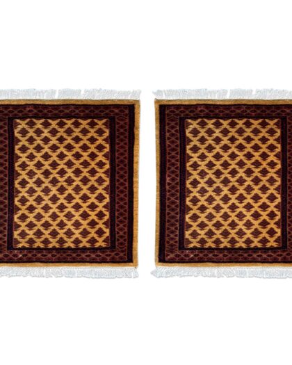 2x2 ft hand knotted woolen carpet camel traditional lichi
