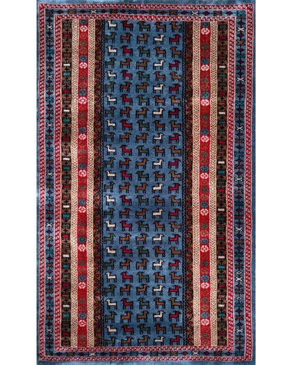 3x5 ft Bakri Bluish Gray Handmade Wool Rug Soft Wool Quality