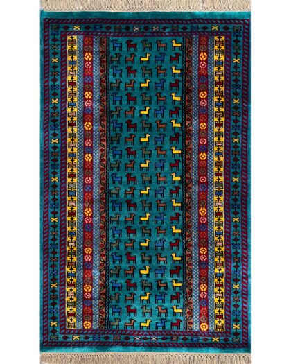 teal traditional hand knotted carpet