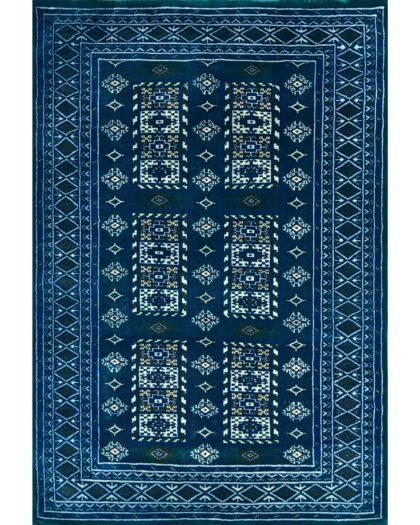 4x6 feet Dubba Blue Wool Carpet