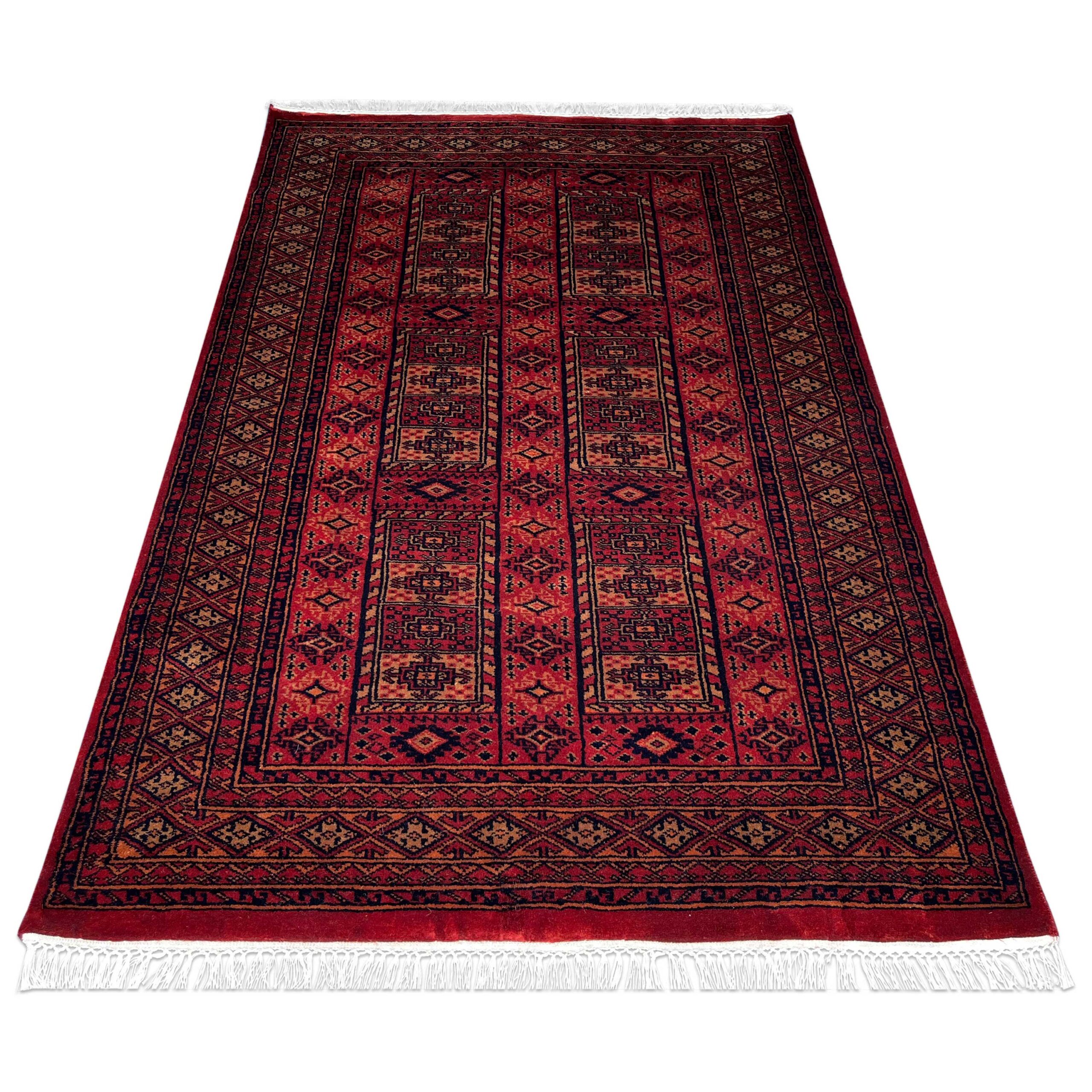 4x6 ft Handmade Wool Carpet Dubba Pattern in Red - Image 2